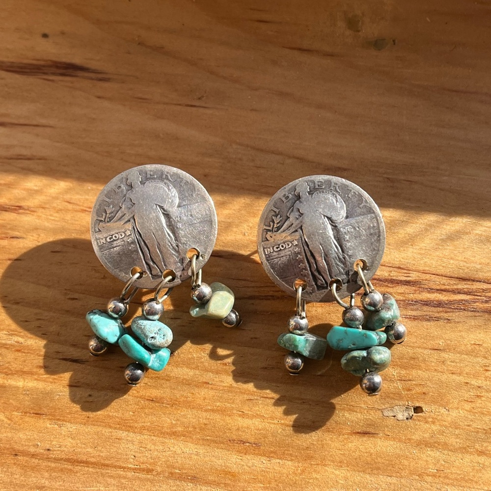 Turquoise coin earrings